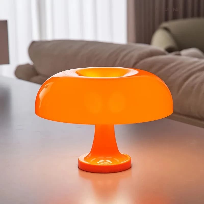 Lampada da tavolo classica a fungo Lampada da comodino moderna per camera da letto da tavolo artistica Bauhaus Lampada da tavolo decorativa arancione di design danese