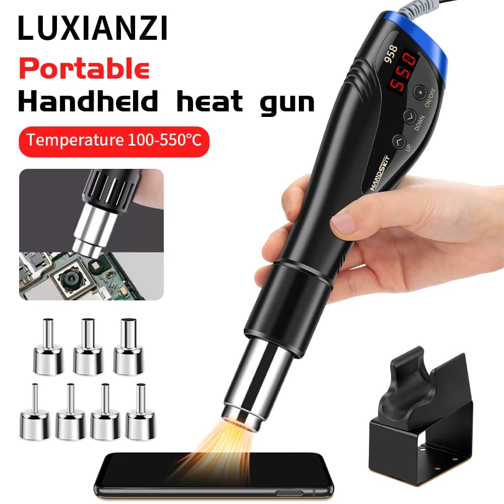 LUXIANZI LED pistola ad aria calda digitale Micro stazione di saldatura BGA saldatura rilavorazione strumenti di saldatura C/F Temp Adjusted asciugacapelli pistola termica