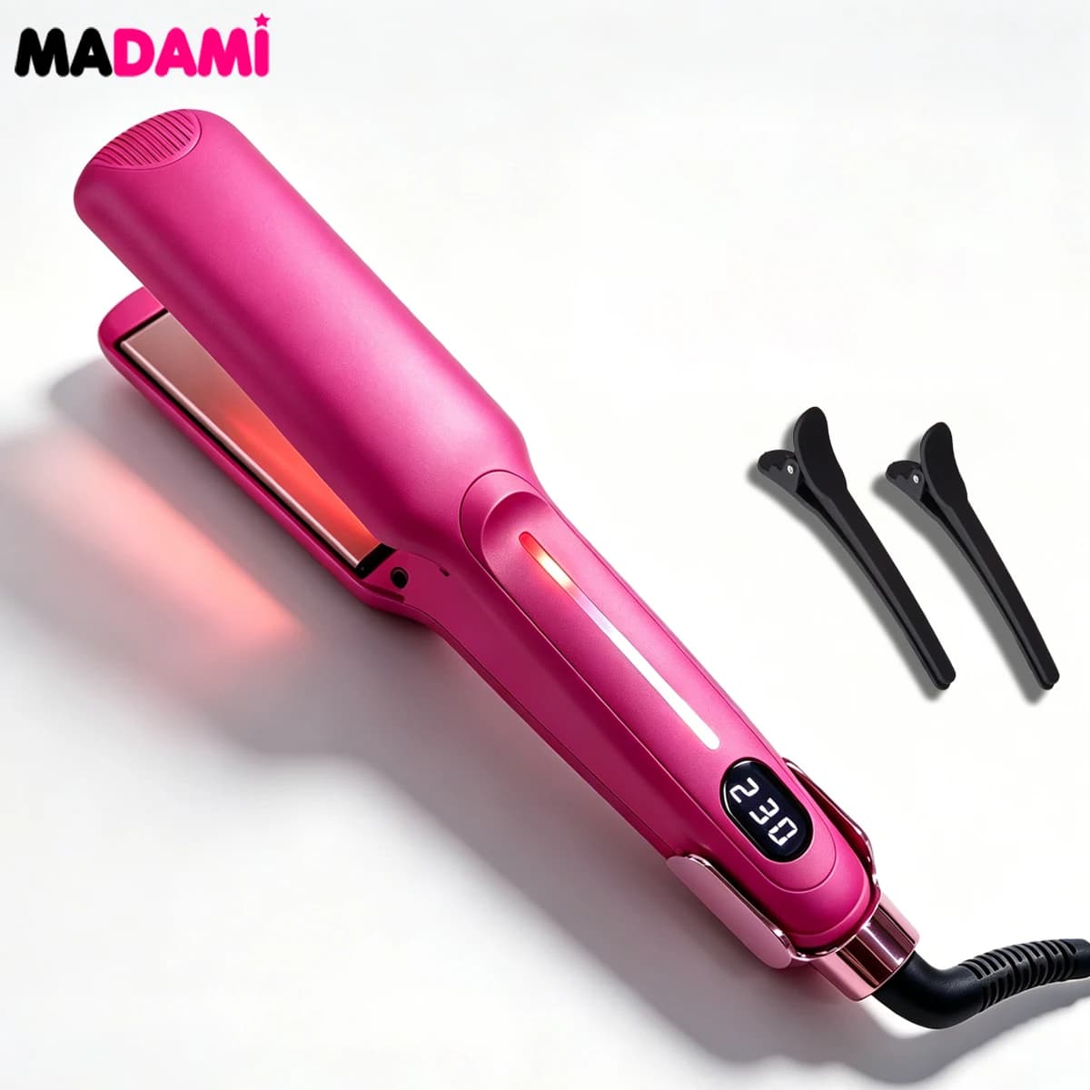 Infrared Titanium Hair Straightener 1.5 Inch Wide Floating Plate Flat Iron Adjustable Temp Dual Voltage Travel Hair Styling Tool