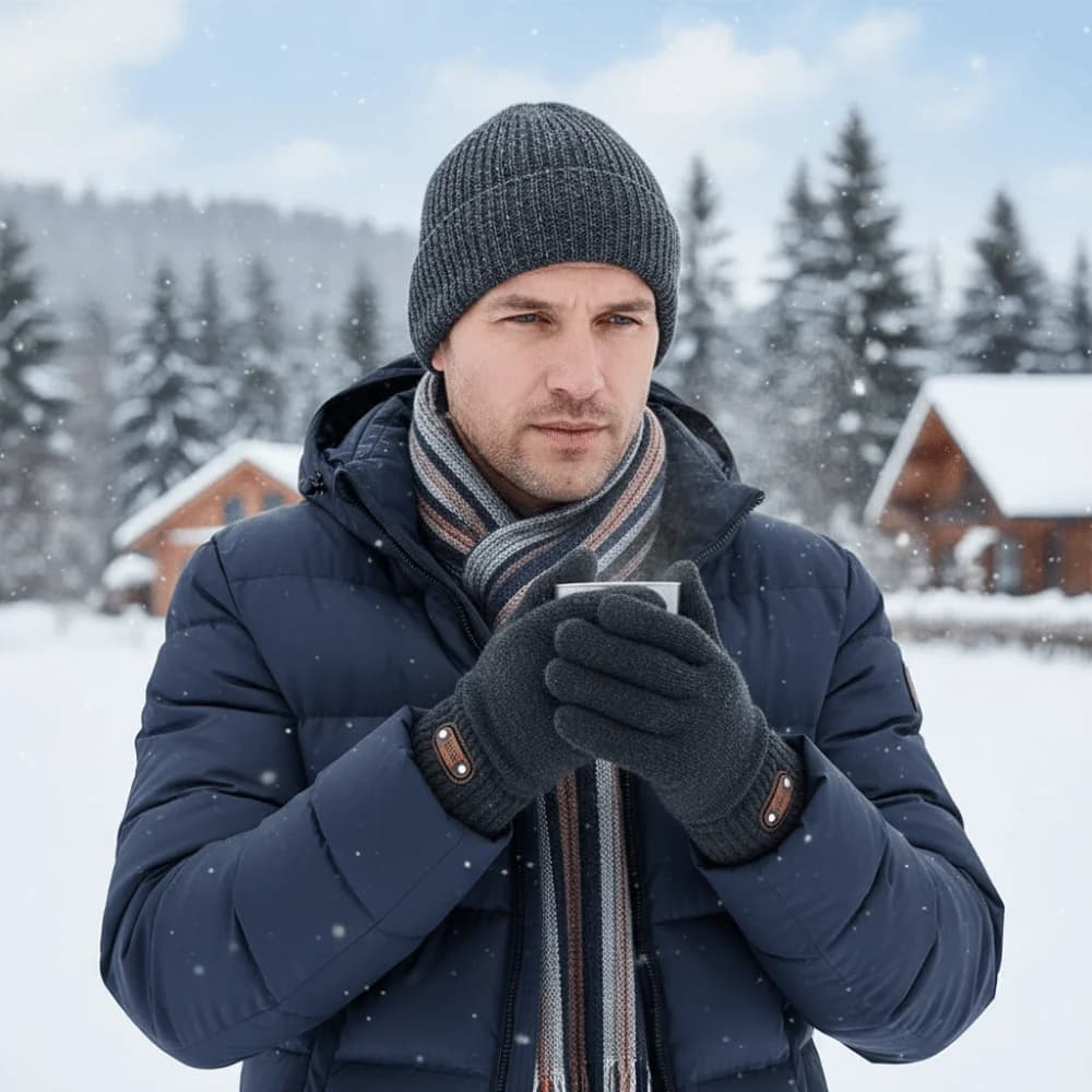 2 paia di guanti da ciclismo invernali a prova di freddo guanti caldi antivento in maglia termica elastici addensati guanti touchscreen uomo/donna