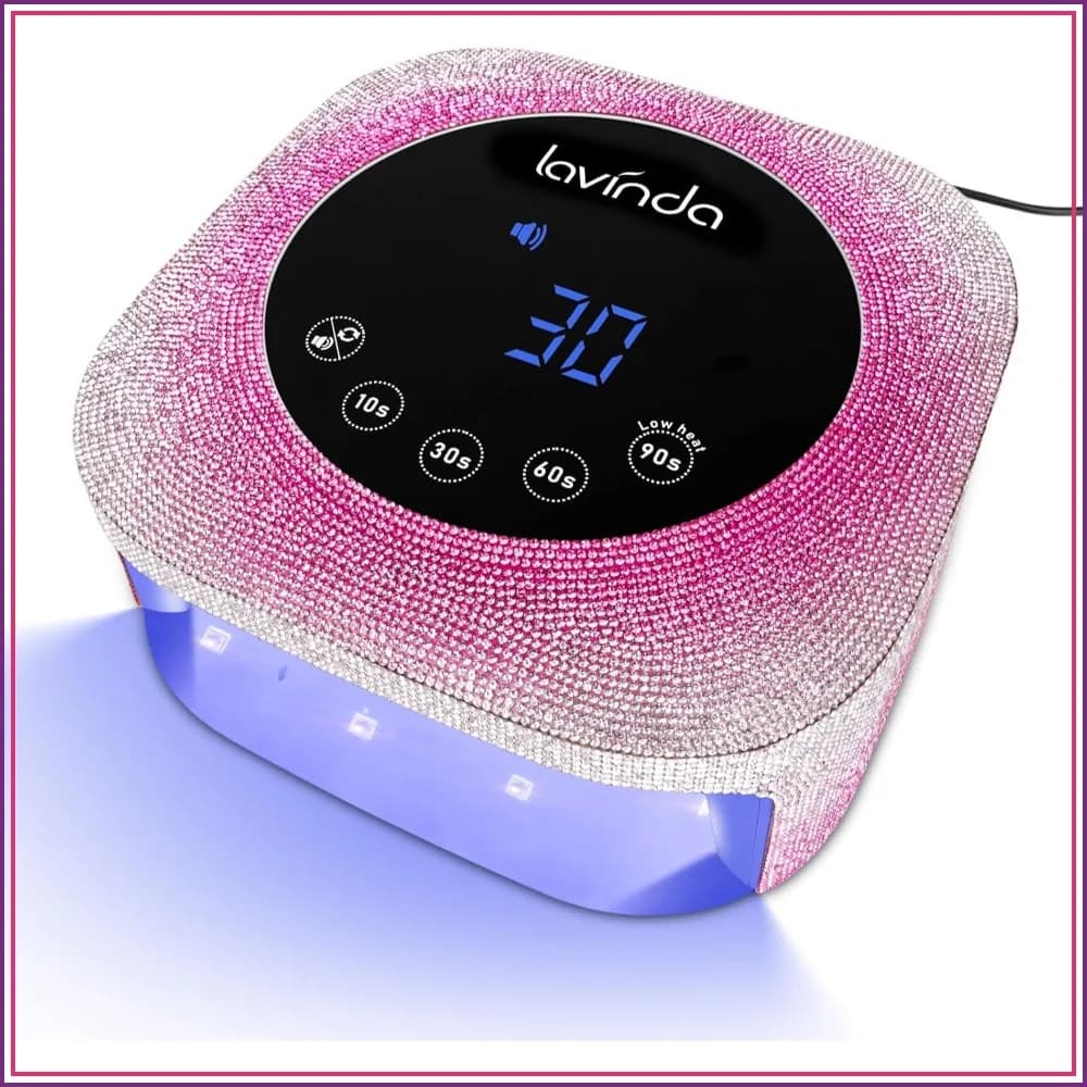 54W UV LED Nail Lamp with Dual Light Source, Fast Curing for Gel Polish, Detachable Base, 4 Timers, Touch LCD, Salon & Home Use, Pink