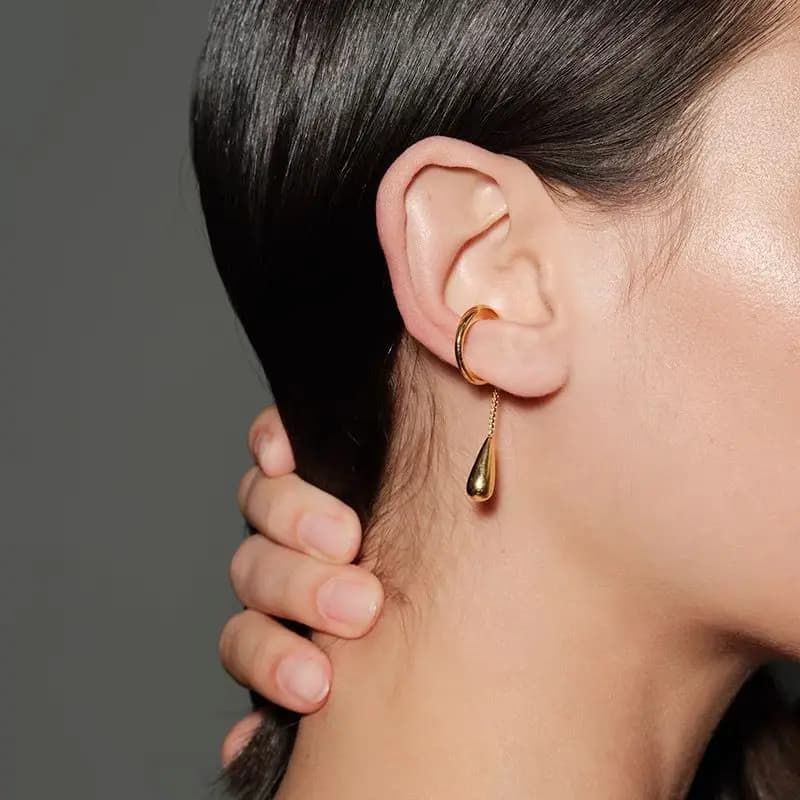 LATS 1 pezzo a forma di C in metallo a goccia nappa orecchini a clip per le donne senza piercing polsino dell'orecchio clip per cartilagine gioielli di moda