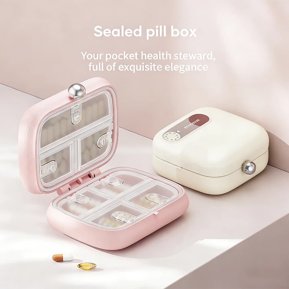 Organizzatore di Pillole da Viaggio con 7 Scomparti, Portapillole Portatile, Contenitore Giornaliero per Vitamine, Piccolo Contenitore per Pillole da Tasca o Borsetta