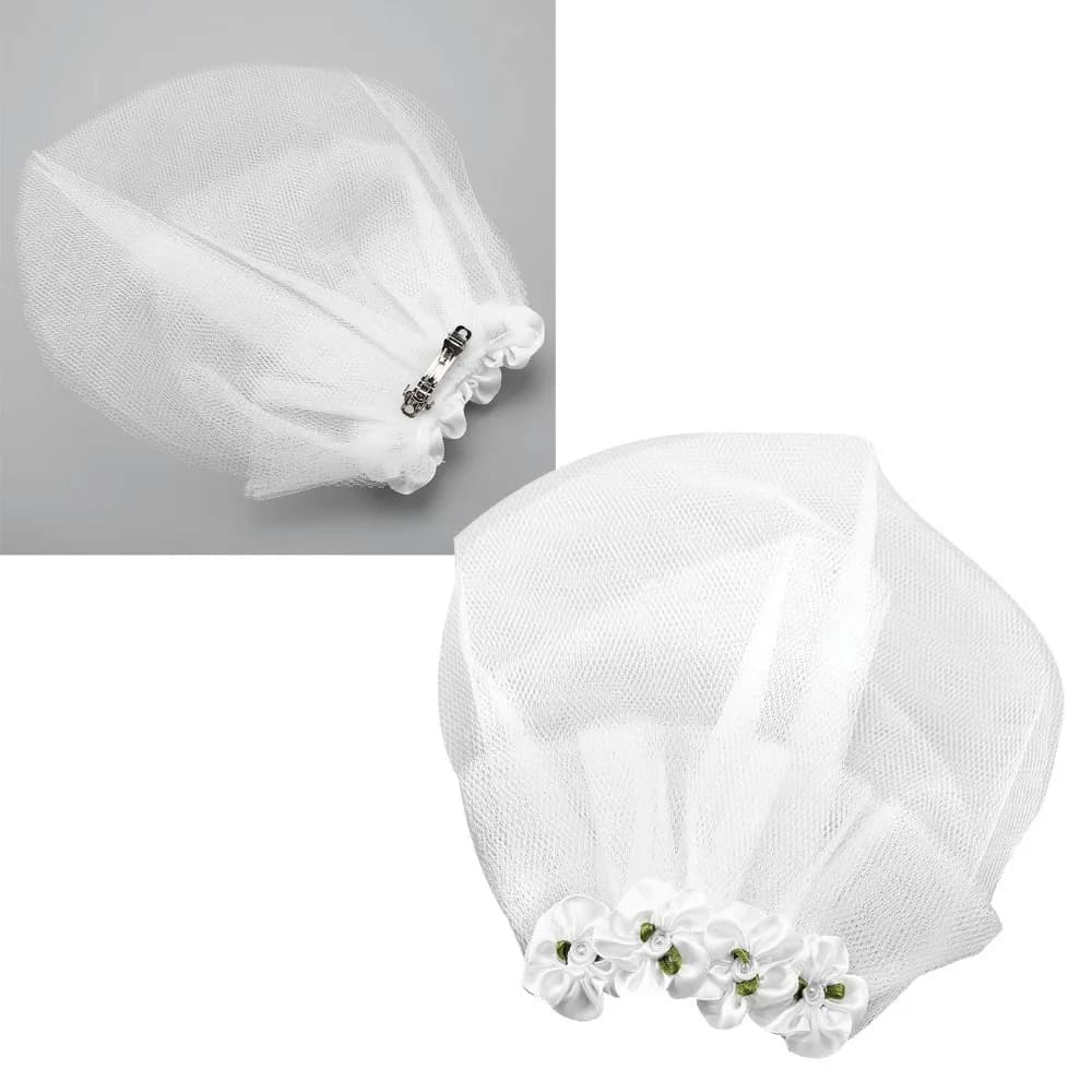 White Tulle Pet Bridal Headdress Soft Lace Mini Floral Decor Dog Bride Veil Adjustable Strap Light Weight