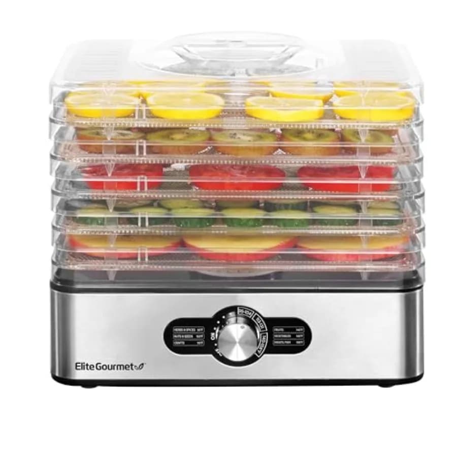Essiccatore per Alimenti EFD3321X con Vassoi in Acciaio Inox, Controlli di Temperatura Regolabili, per Carne Essiccata, Erbe, Frutta, Verdura, Snack Essiccati