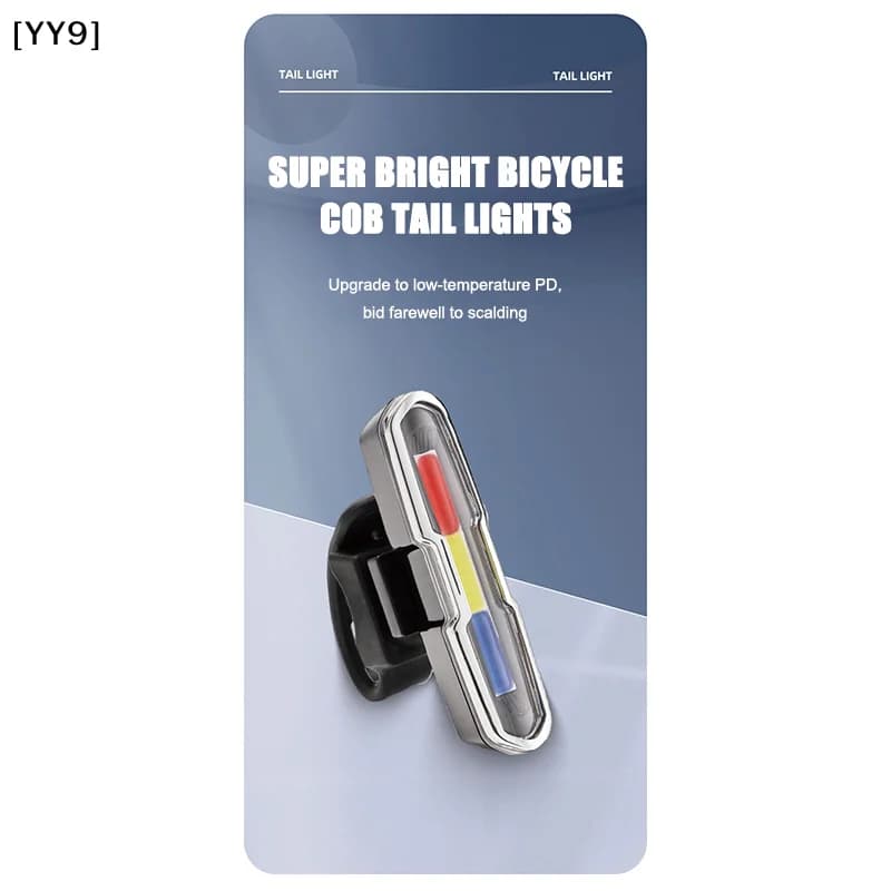 Bike Tail Light, USB Rechargeable Waterproof 3 Colors Warning Lamp for Off-Road Night Cycling