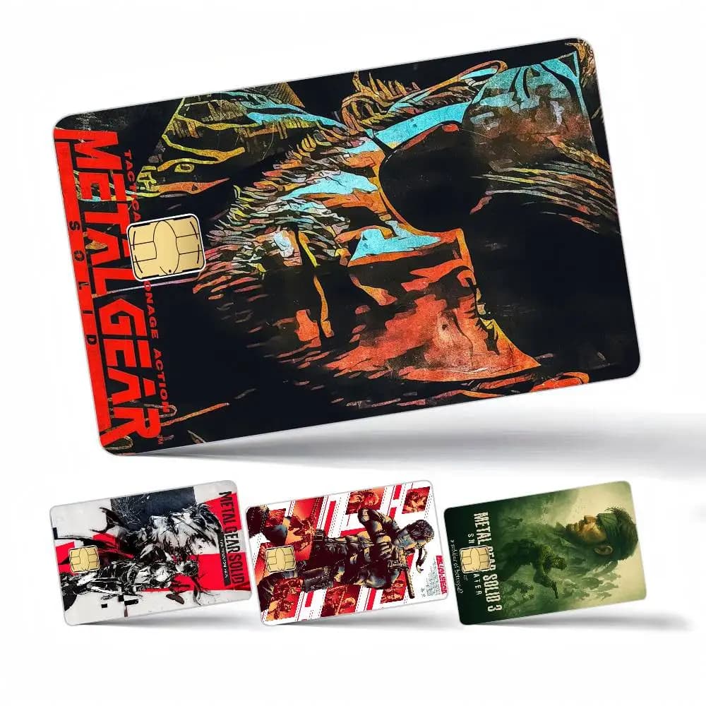 Metal Gear Solid Video Game 1 set of 4 pcs Sticker Film Skin Cover Case for Small Large No Chip Debit Credit Card Front Side