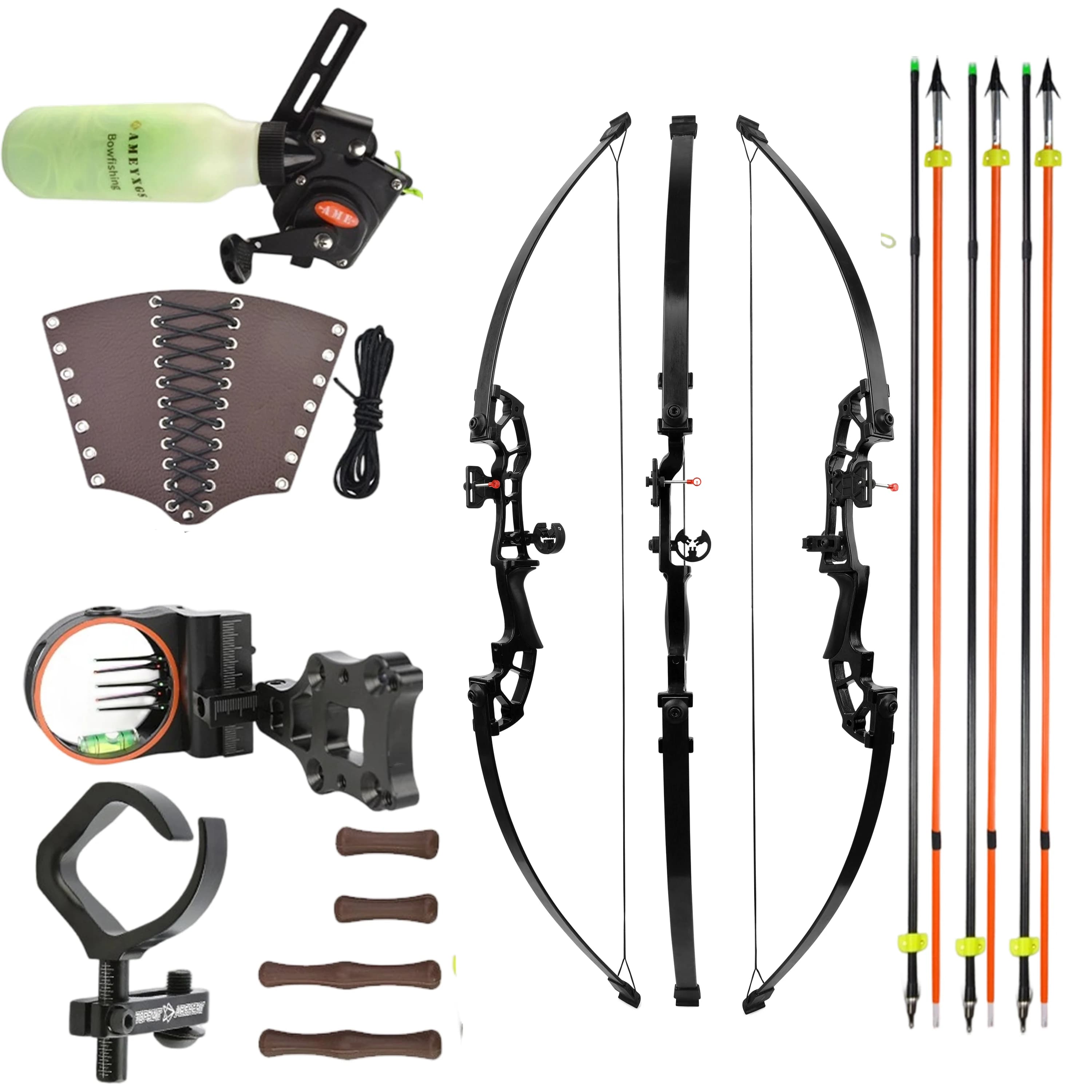30-50lbs Straight Recurve Bow Set Ergonomic Hand Grip Archery Bow For Fishing Hunting Target Practice Outdoor Sports