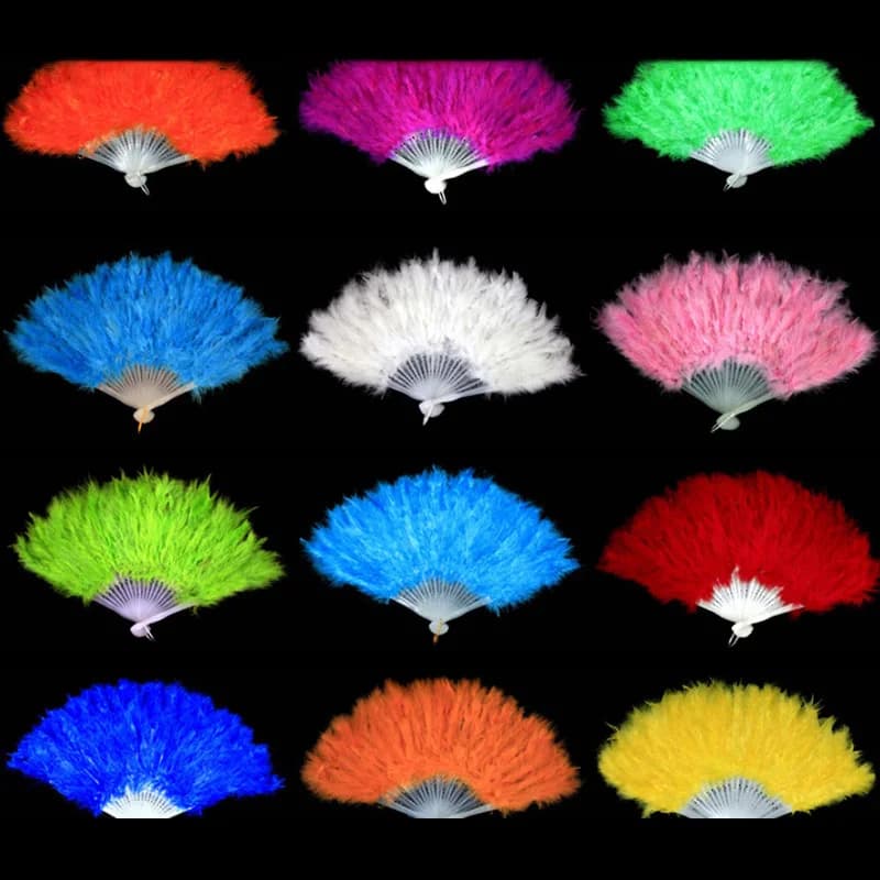 9 colori nuovo costume da sposa showgirl danza pieghevole a mano piuma fantasia