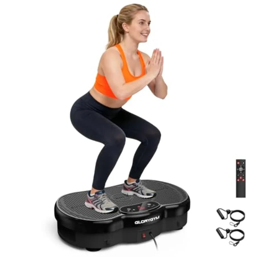 Home fitness vibration plate for weight loss: steel platform black ultra-stable quiet operation 120 speeds 330lbs capacity