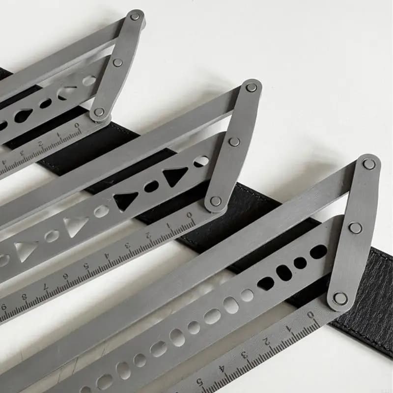 Stainless Steel Belt Hole Punching Template Ruler with Scale For Leather Belt Watch Strap Bag Shoulder Strap Making