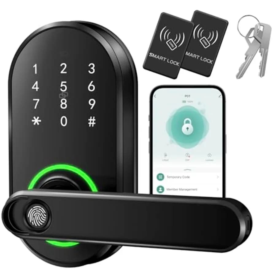 Serratura Intelligente con Impronta Digitale e Tastiera, Serratura Senza Chiave per Porta d'Ingresso, Camera da Letto, Casa o Ufficio, Elettronica