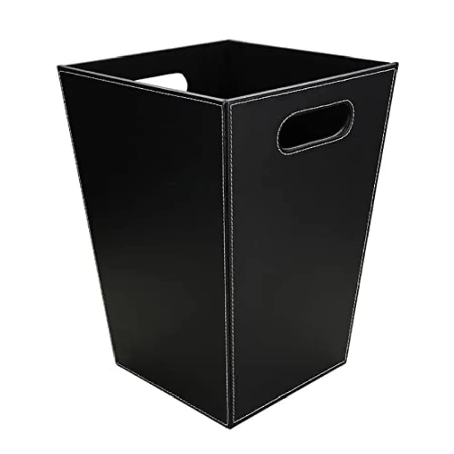 Cestino Classico in Pelle PU con Manici per Bagno, Toilette, Cucina, Casa e Ufficio
