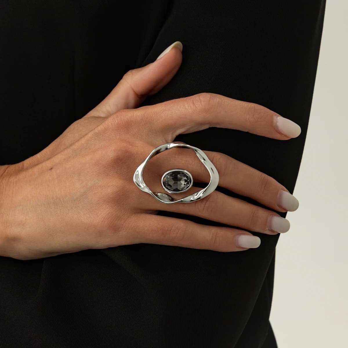 SHIXIN Creativo grande strass anello acrilico moda donna irregolare scava fuori geometrico nocca anello accessori gioielli per feste