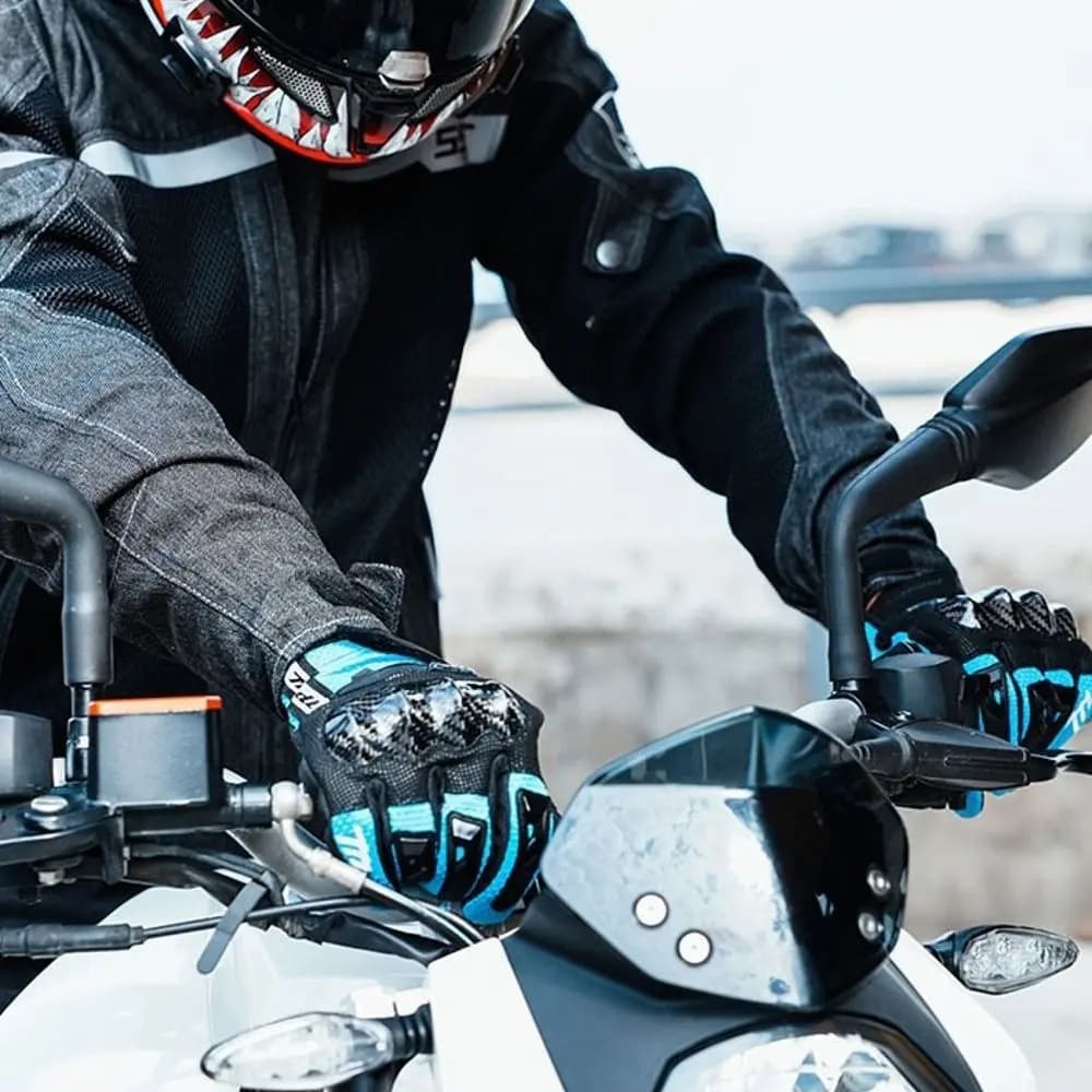 1 Pair Breathable Motorcycle Carbon Fiber Gloves Touchscreen Friendly Anti Impact Wear Resistant Touch Screen Motorbike Gloves