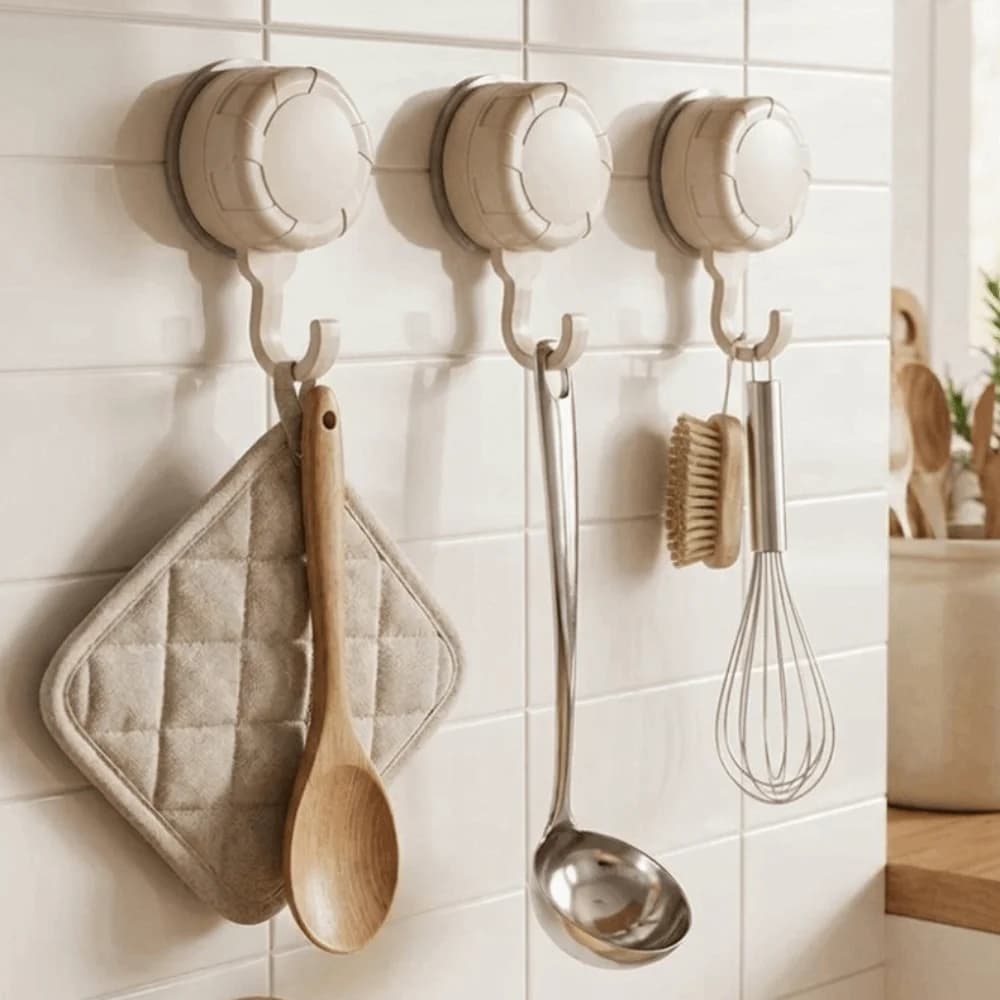 3Pcs Waterproof Suction Cup Hooks Detachable Punch-free Bathroom Towel Hooks Strong Load-bearing Multifunctional