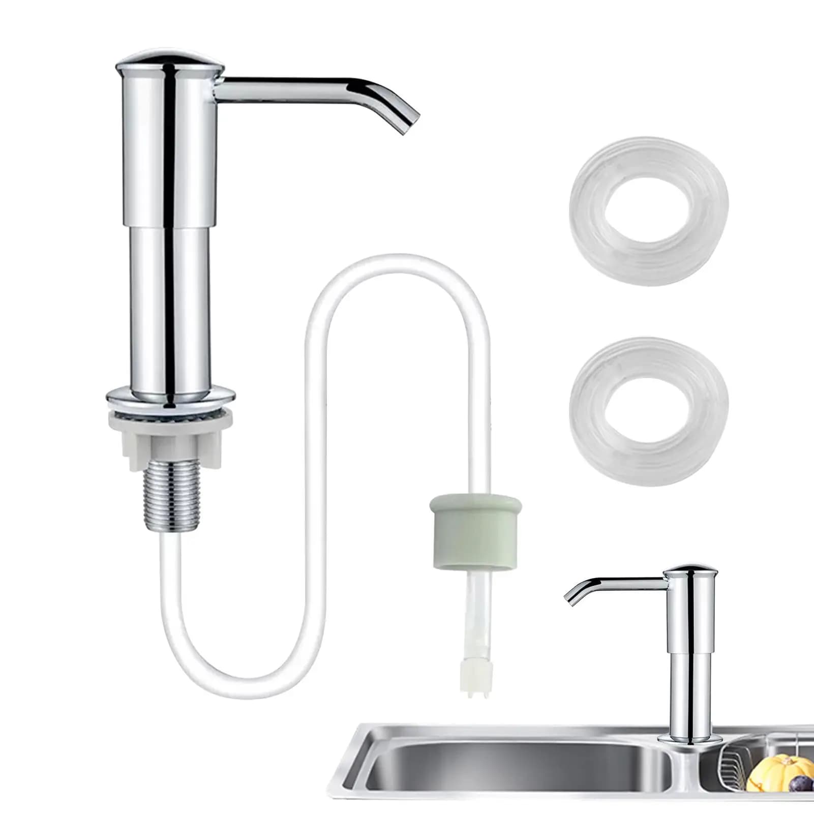Dispenser di Sapone per Lavello Cucina, Erogatore Rotante a 360° per Lozione, Pompa per Detersivo per Cucina e Ristorante