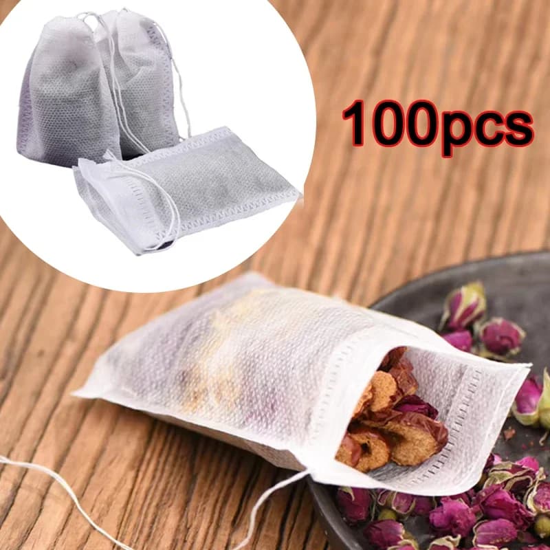 Bustine di tè usa e getta Bustine filtro per tè in tessuto non tessuto per caffè Bustine di tè alle spezie con bustine di tè vuote con corde Sacchetto filtro in nylon