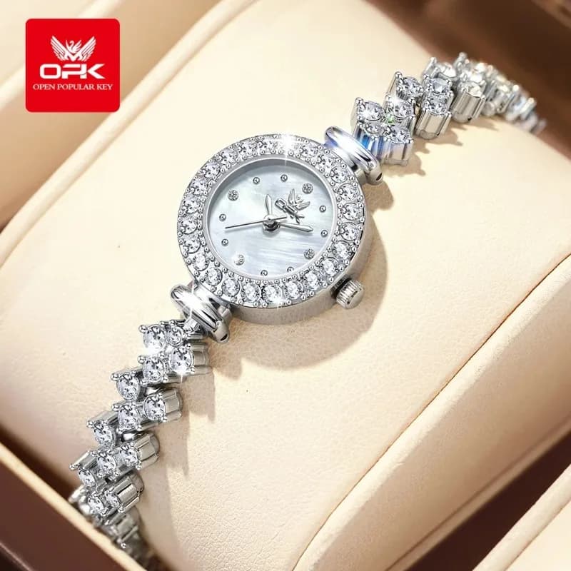 OPK 6057 Orologi al Quarzo con Diamanti per Donne, Elegante Bracciale di Lusso, Orologio da Polso Originale Impermeabile da Donna