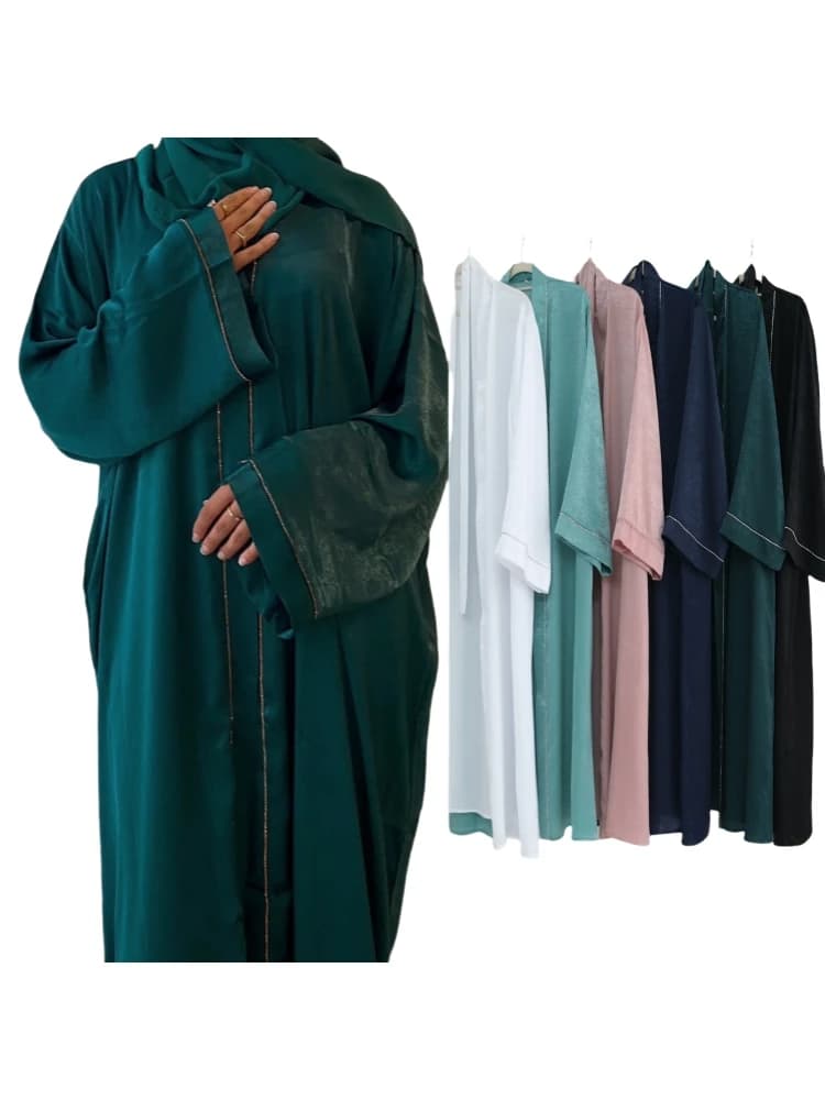 Ramadan Eid Open Raso Shimmer Kimono Abaya Damen Dubai Luxury Islam Muslim Caftano Dress For Women Kebaya Robe Muslim Female