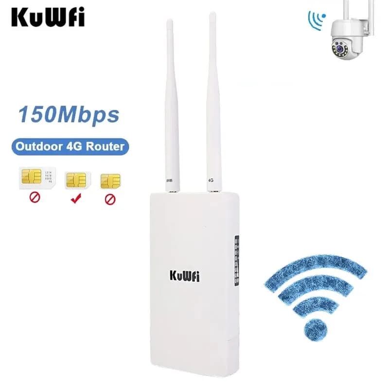 KuWFi Outdoor 4G CPE Router Wifi Router Wifi Wireless 300Mbps con Slot per Sim Card Extender Booster Wifi per tutte le stagioni per telecamera IP