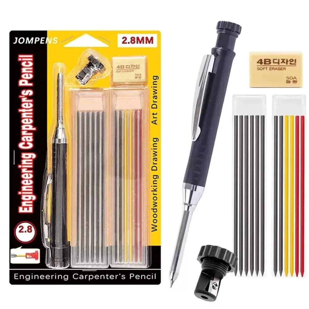 Woodworking Pencil Card Set, Deep Hole Marking and Drawing, with 2.8mm Reliable and Durable Lead, for Carpenters Engineering