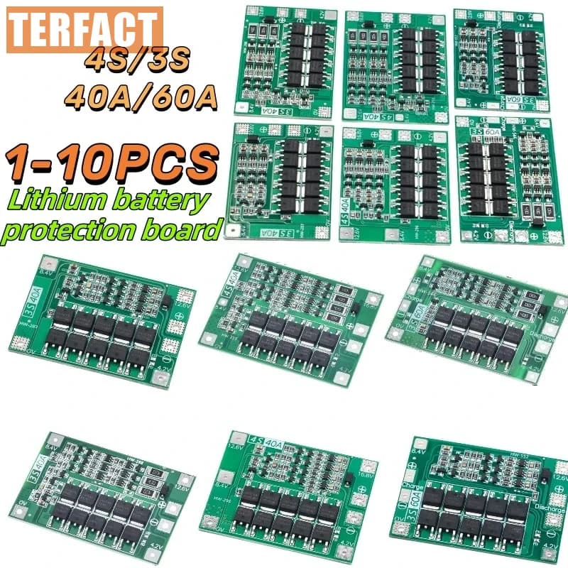 Li-ion Lithium Battery Charger Protection Board 3S 4S 40A 60A 18650 BMS For Drill Motor 11.1V 12.6V/14.8V 16.8V Enhance/Balance