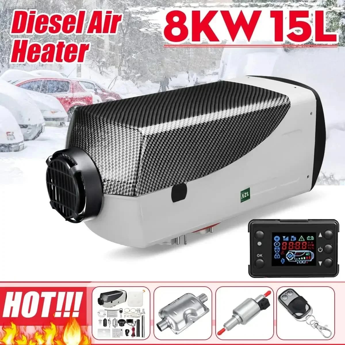 5-8KW Riscaldatore per auto Riscaldatore ad aria diesel 24V Uiniversal Telecomando Camion Barca Bus RV Rimorchio Aria Diesel Riscaldatore di parcheggio