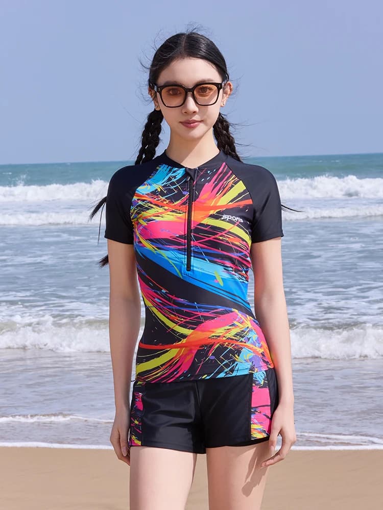 Women's strong two-piece swimsuit, quick drying, covers the belly, for spa and water sports