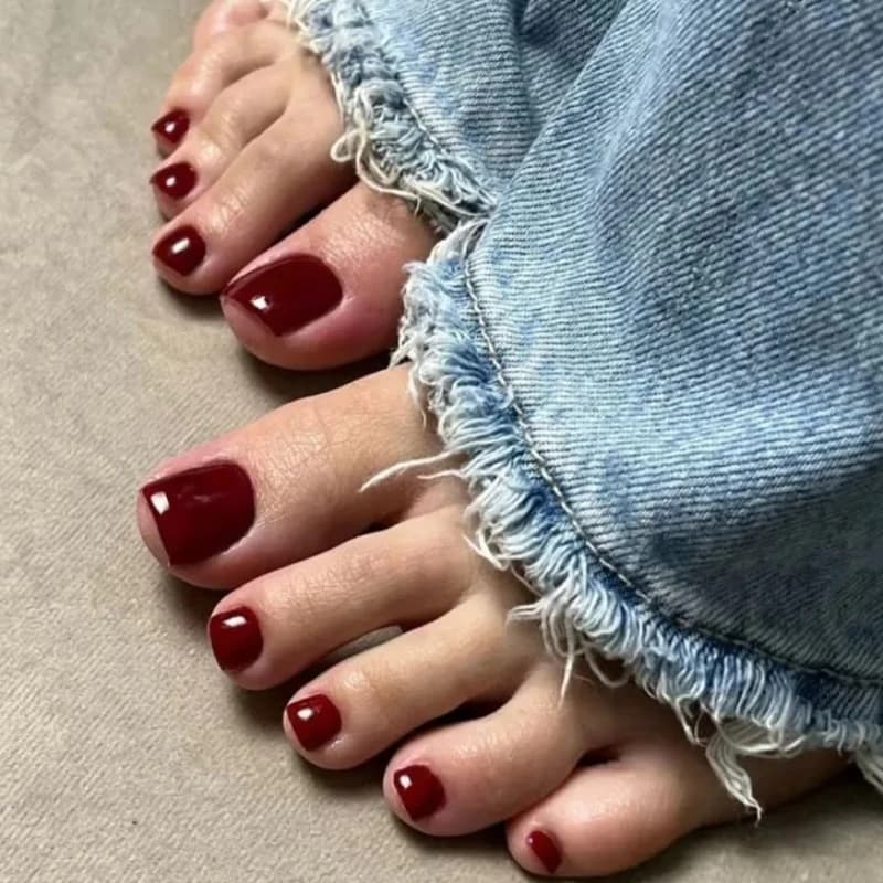 Unghie Finte Semplici Rosso Vino Tinta Unita, Unghie Finte Francesi Rosa a Pois Estive da Spiaggia, Unghie Finte per Piedi Effetto Occhio di Gatto, Strumenti per Applicazione a Pressione