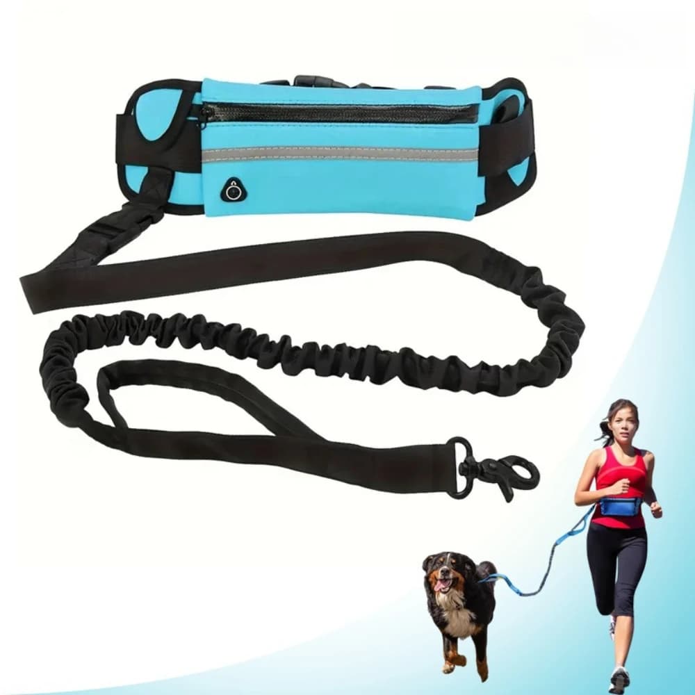 Guinzaglio per Cani a Mani Libere, Guinzaglio Riflettente da Cintura con Marsupio, Cintura Elastica Retrattile per Corsa e Passeggio, Corda di Trazione per Cani