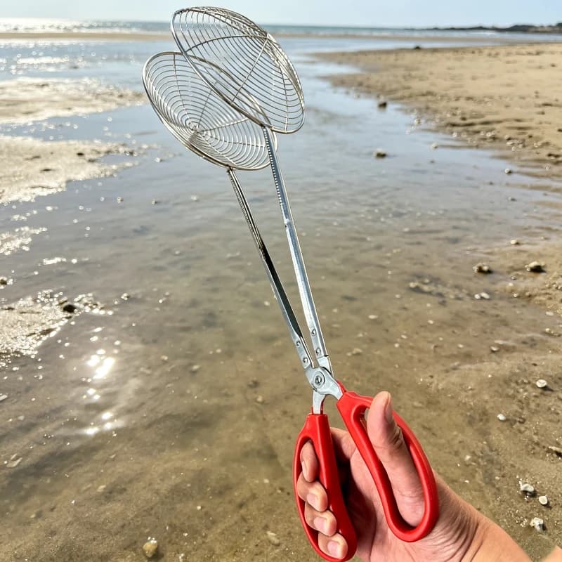 Stainless Steel Fish Catcher Net Clip Multi‑Function Seafood Catcher for Crab Shrimp Eel Outdoor Fishing Seafood Plier Tool