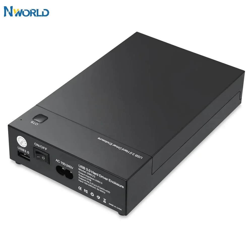 Custodia per disco rigido esterno da USB 3.0 a SATA III da 3,5 pollici Adattatore integrato Supporta entrambi gli strumenti SSD HDD SATA da 2,5" e 3,5" gratuiti