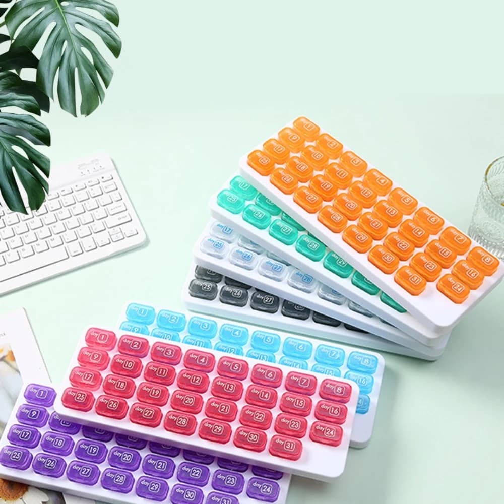 New Hot Premium Portable Monthly 31 Day Pill Storage Organizer Case Box Holder for Daily Medicine Vitamin Fish Oils Supplement