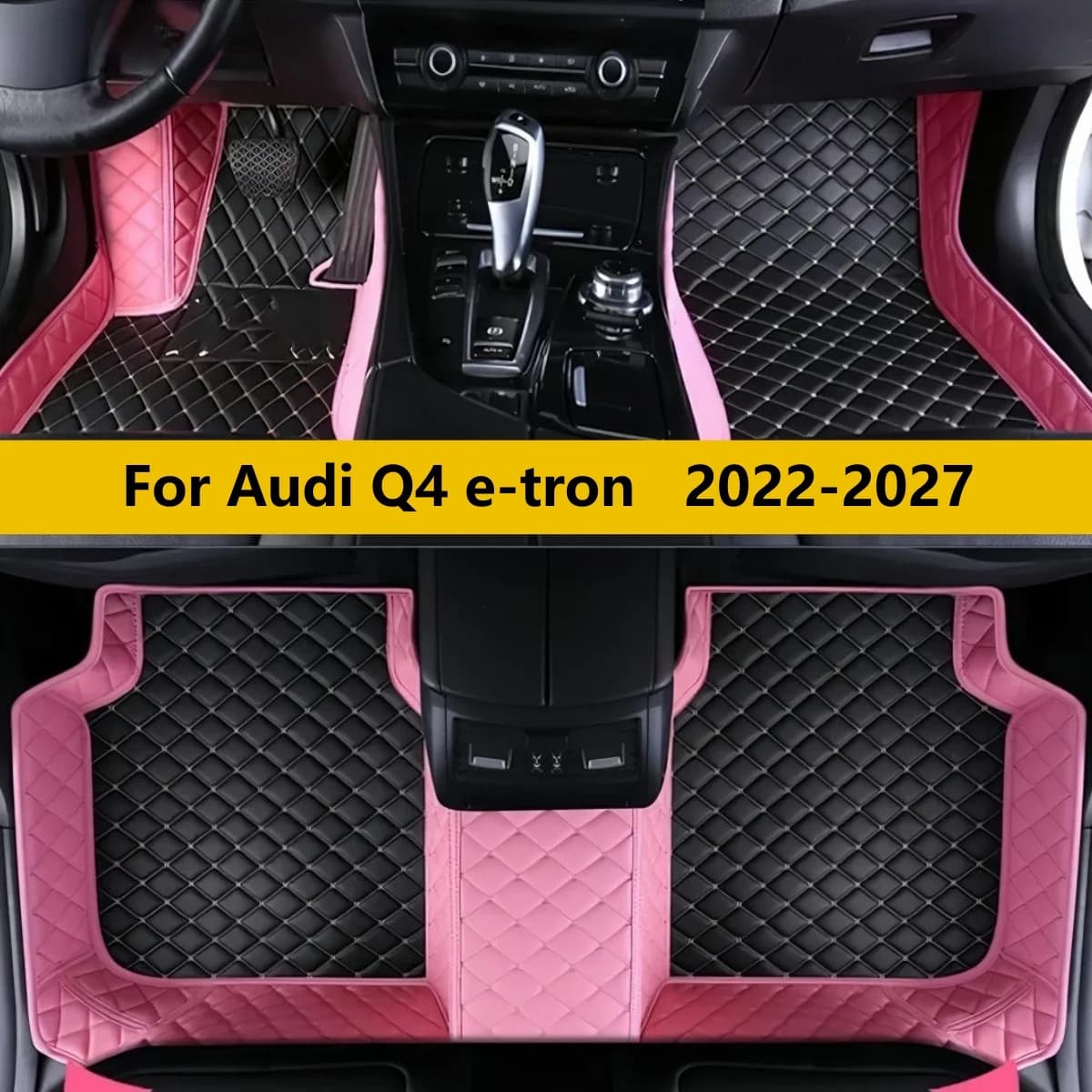 Tappetini Auto per Audi Q4 e-tron SUV Elettrico 2022 2023 2024 2025 2026 2027 Set Completo in Pelle Tappeti e Protezioni per Piedi