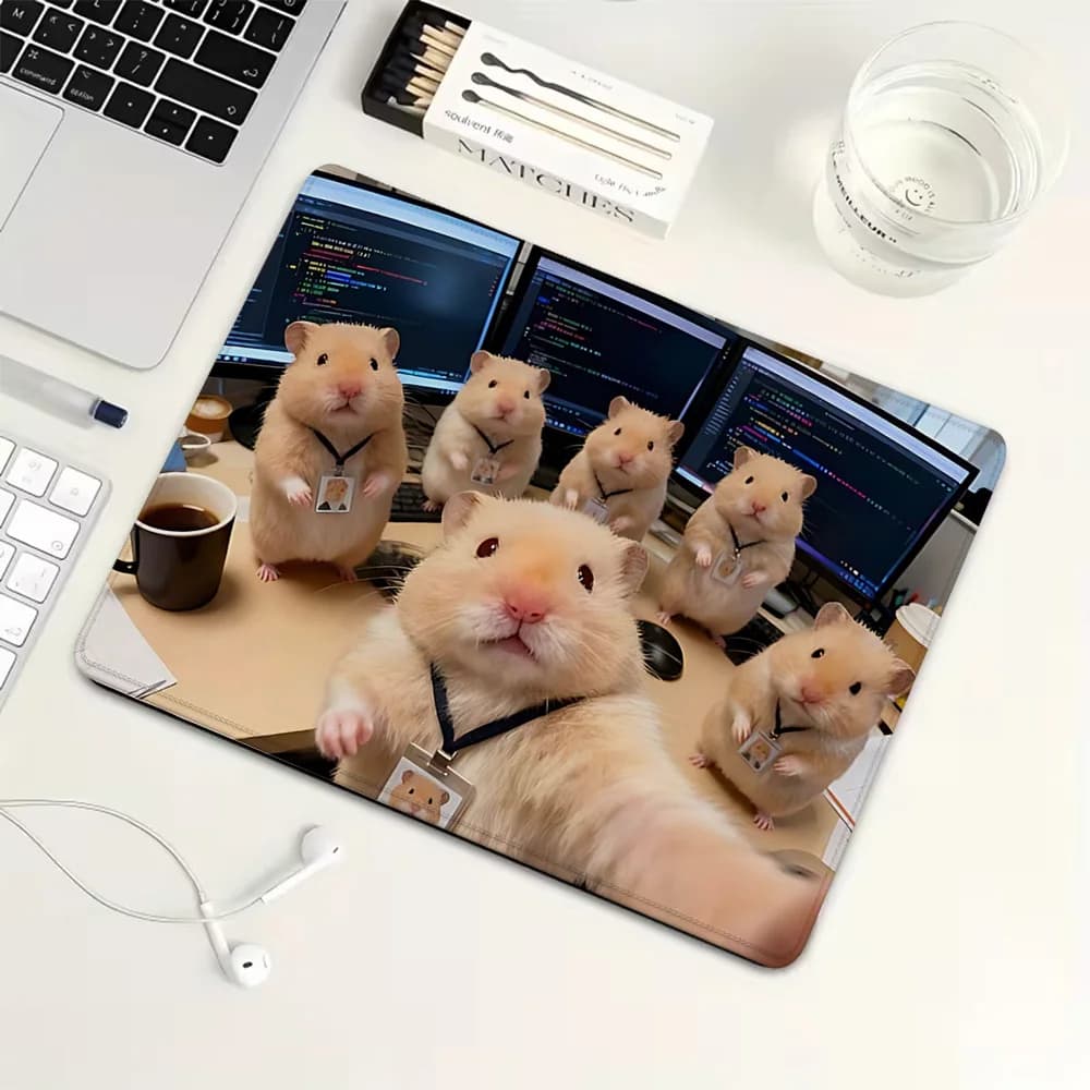 Tappetino per Mouse da Gaming con Cartone Animato di Criceti, Tappetino in Gomma per Tastiera Meccanica, Accessori per PC, Tappetino da Scrivania per Gaming