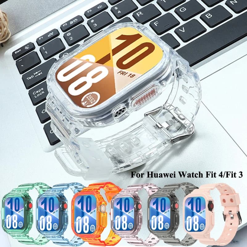 Cinturino in silicone 2 in 1 + custodia per Huawei Watch Fit 4 Smartwatch cinturino trasparente per Huawei Watch Fit 3 Fit 4 braccialetto sportivo Correa