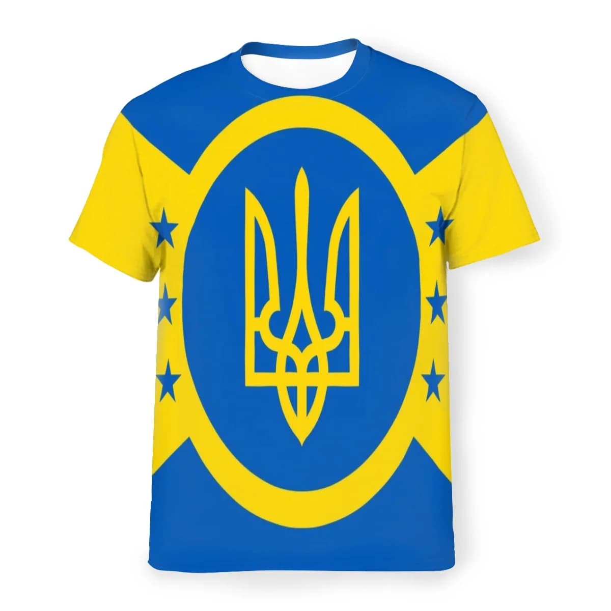 Short-sleeved T-shirt with Round Neck Ukraine National Emblem Pattern Casual Summer Wear Comfortable Breathable