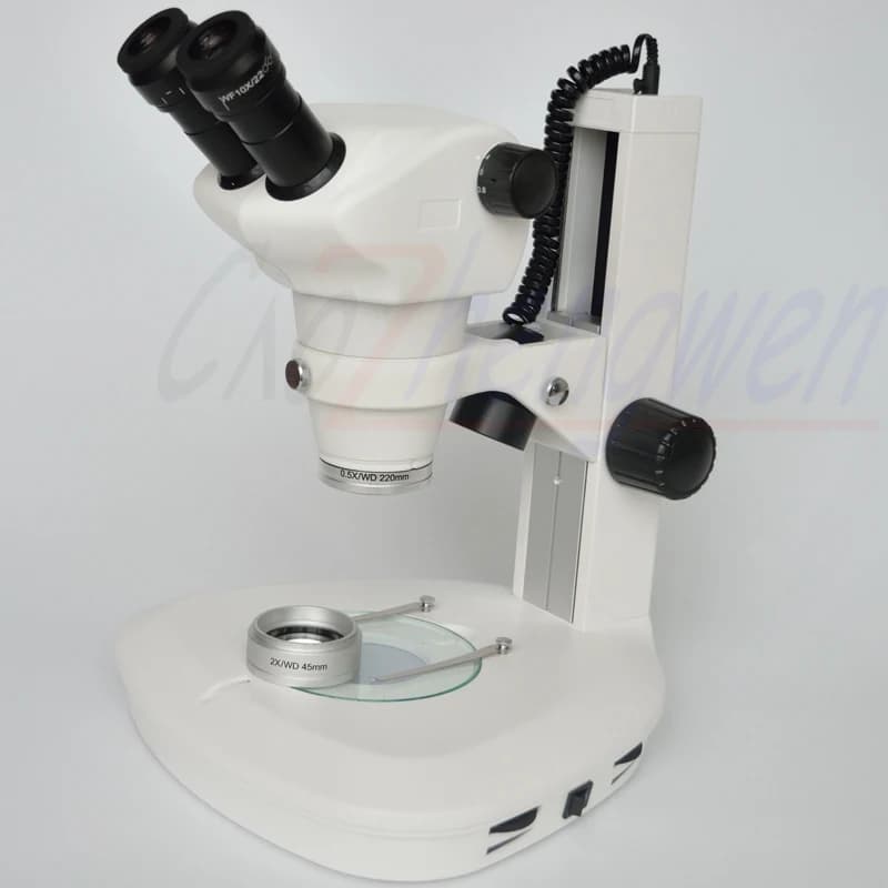 Microscopio binoculare parfocale con zoom stereo FYSCOPE 4X-50X con due luci a LED