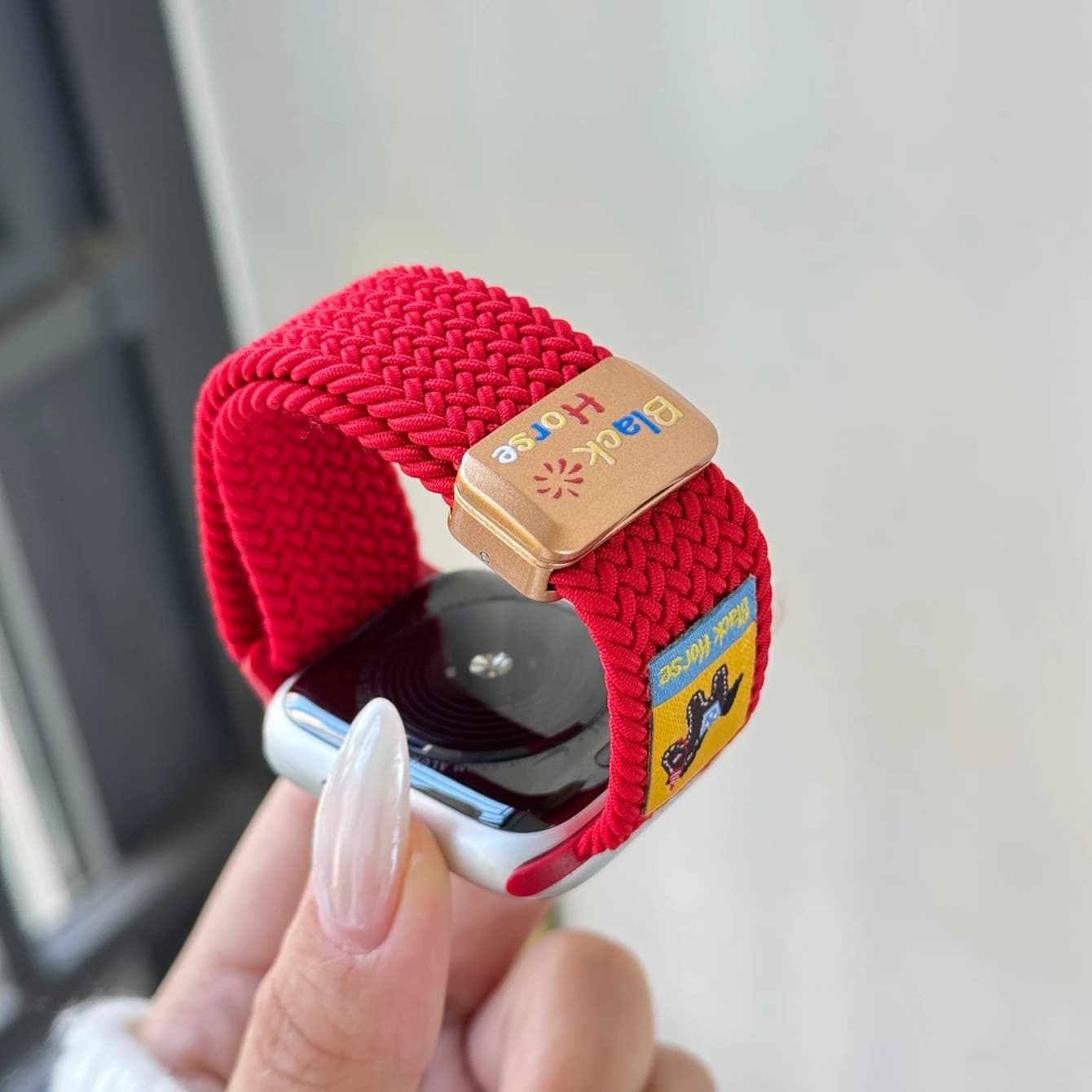 Fashion Horse Magnetic Elastic Force Nylon Strap for Apple Watch Band Women 11/10/9/8/7/6/5 38mm 40mm 41mm 42mm 44mm 45mm 46mm