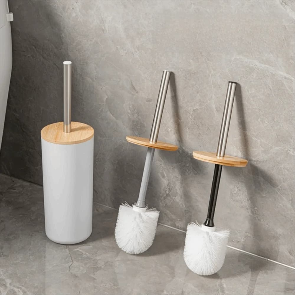 Set Spazzola WC Anti-Goccia con Base Verticale, Strumento per la Pulizia del Bagno con Manico Lungo, Setole Morbide Stile Nordico per il Bordo del WC