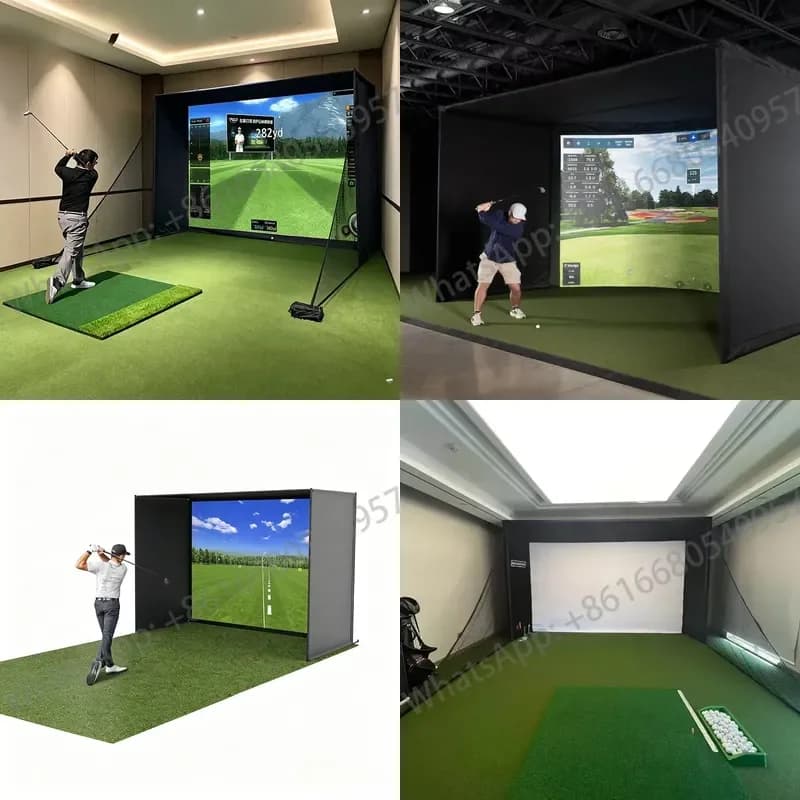 Golf Enclosure Frame Cage Custom Size Golf Simulator Enclosure With Hitting Screen Cabinet Projector Simulator Cage Home