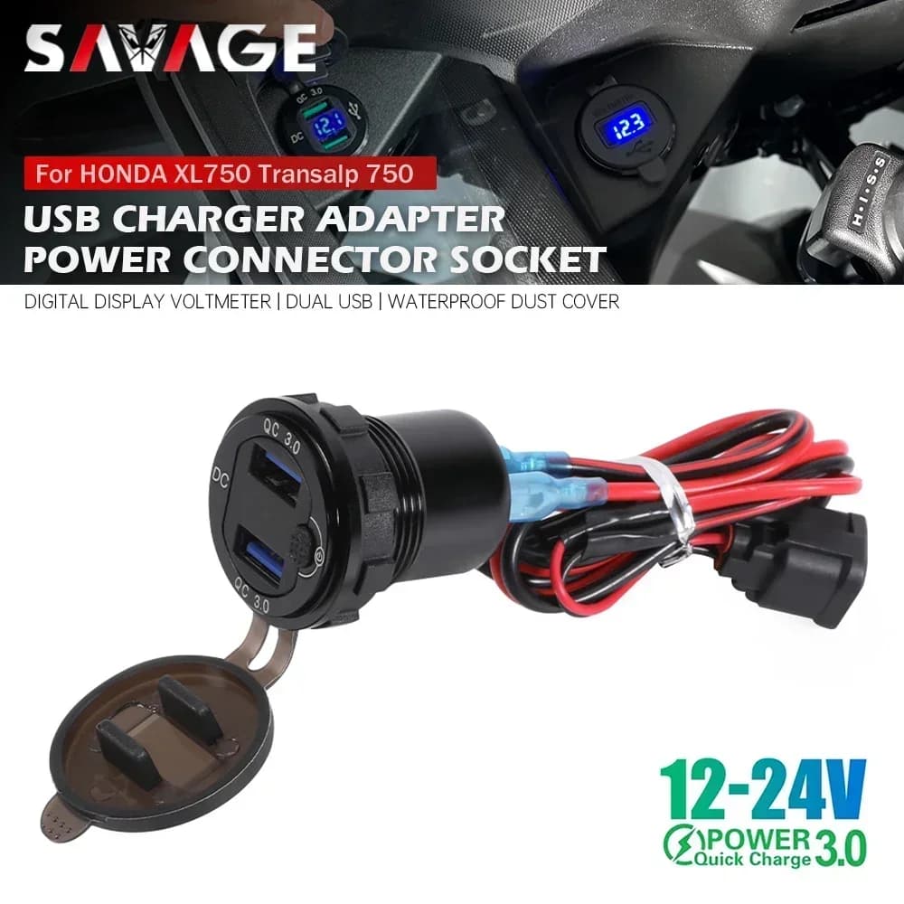 For HONDA XL750 Transalp 750 CRF Africa Twin 1000 1100 QC3.0 USB charger 12V Power socket USB plug socket