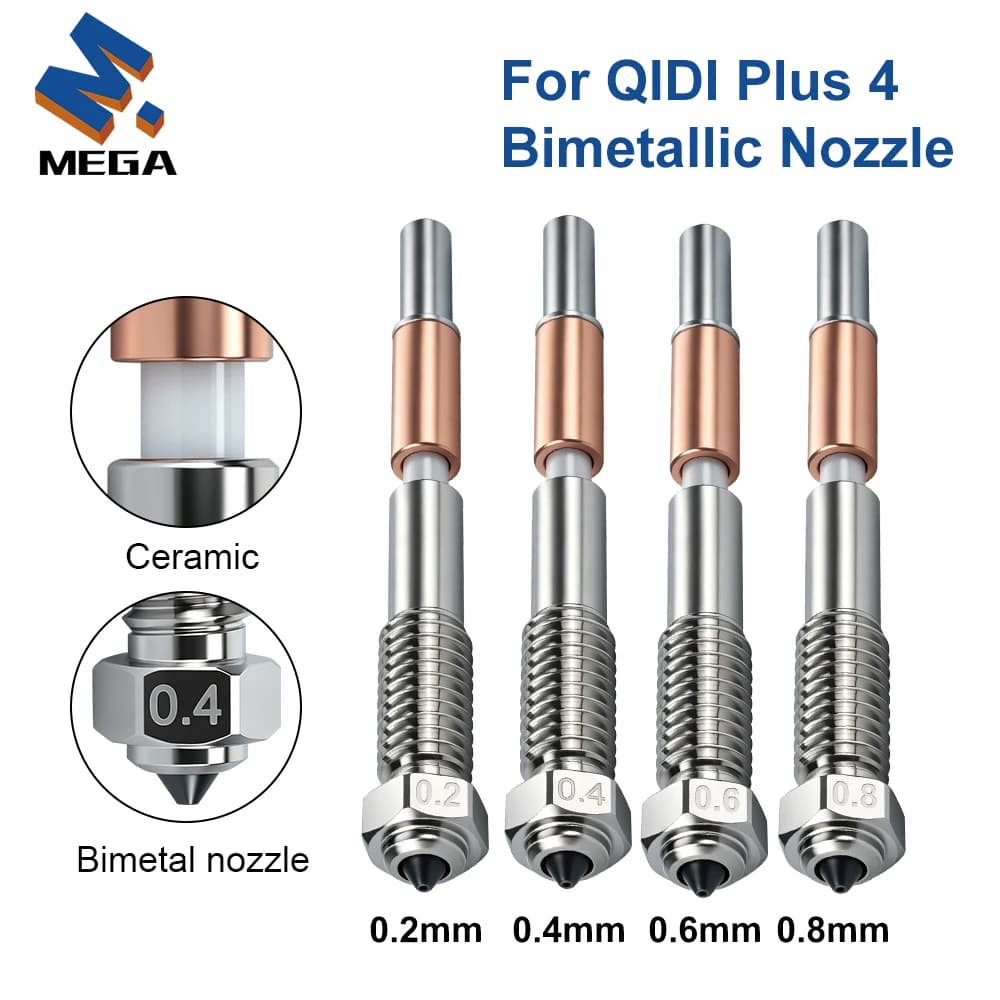 Per QIDI Plus 4: Ugelli Bimetallici con Isolamento Ceramico Integrato, Rimozione Rapida - Ricambi per Stampante 3D QIDI Plus 4