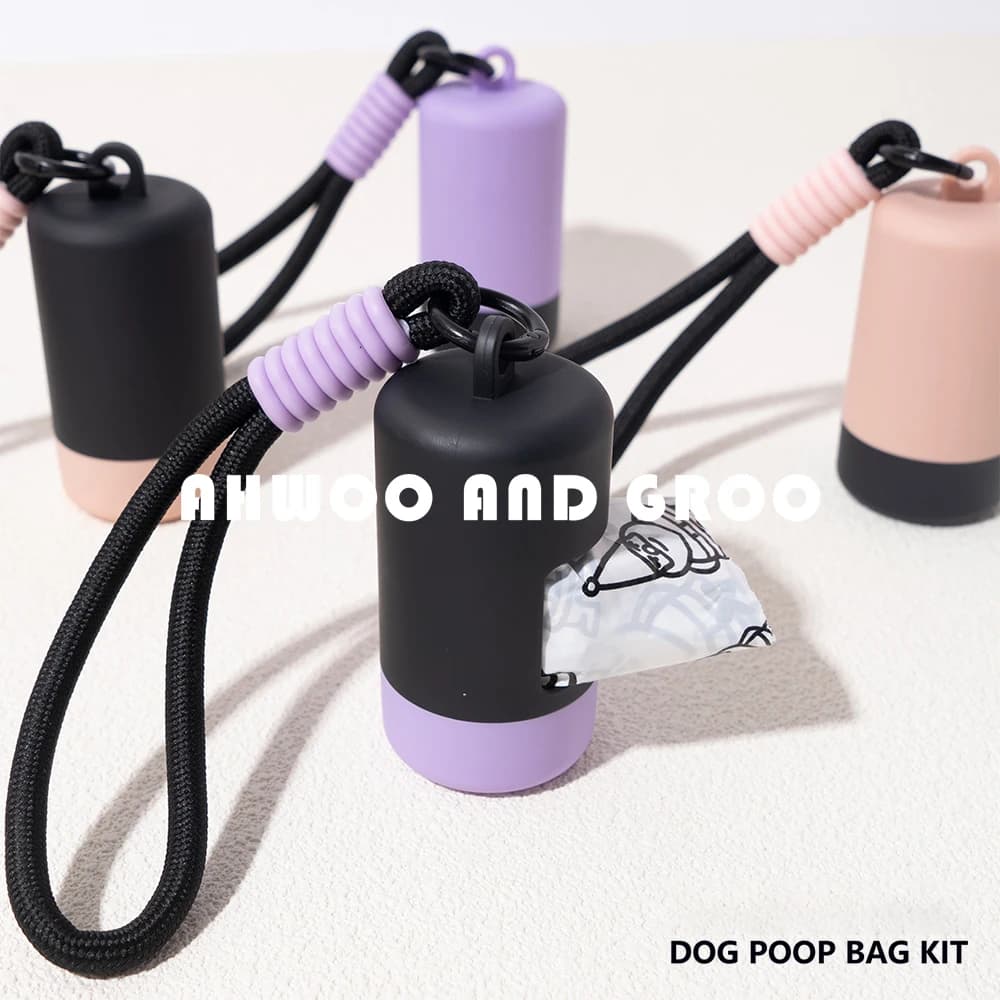 Borsa per cacca per animali domestici Dispenser portatile per sacchetti di rifiuti per animali domestici Distributori di supporti per rifiuti per cani abbinati ai colori Accessori per la pulizia