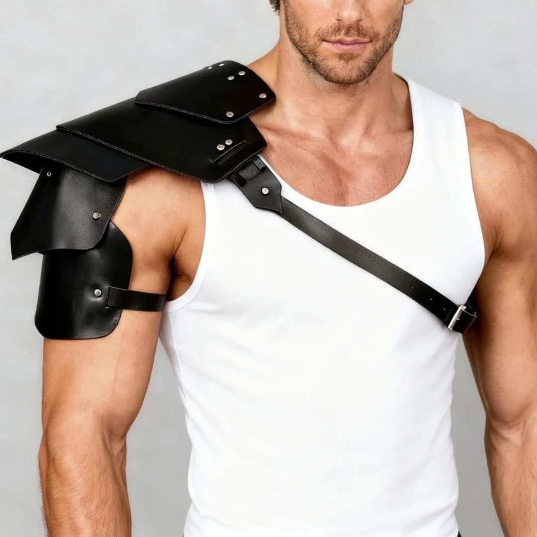 Armatura medievale Imbracatura in pelle PU Uomo Cintura a tracolla gotica Armatura Guerriero vichingo Cavaliere Costume cosplay Accessori rinascimentali