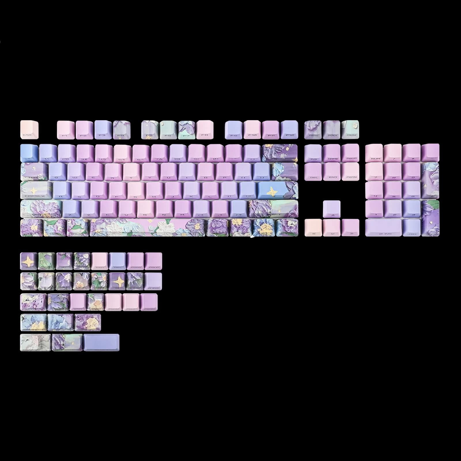 KiiBOOM Set of Keyboards Purple 133 Keys Profile OEM Set complete with PBT Keyboard Covers for Mechanical Game Keyboard