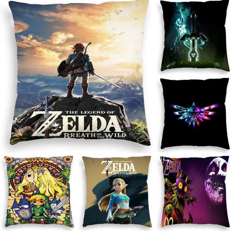 Fodera per cuscino 45x45cm della nuova serie The Legend of Zelda, con stampa fronte-retro squisita e creativa, a tema cartone animato