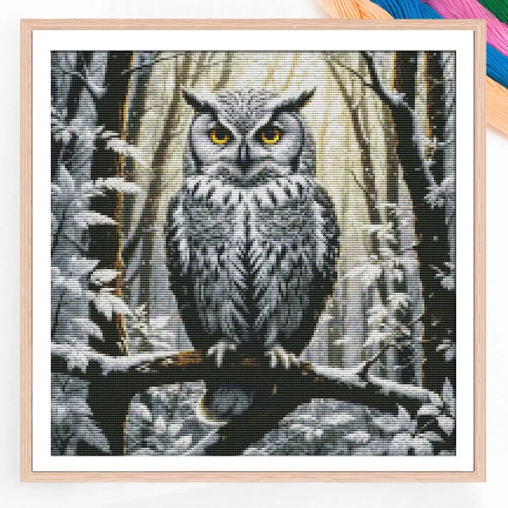 11CT Full Embroidery Animal Owl Cotton Thread Printed Cross Stitch Kit Art Decorative Paintings Handmade Gift