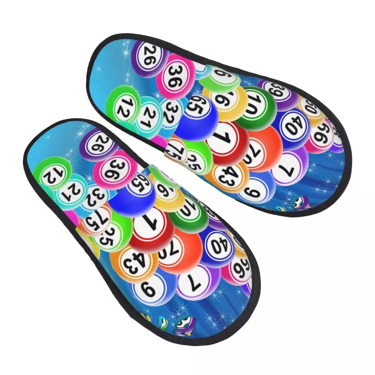 Pantofole da casa con palline da bingo da donna con stampa personalizzata, scarpe da esterno per interni, morbide e calde, in memory foam, per giochi di carta